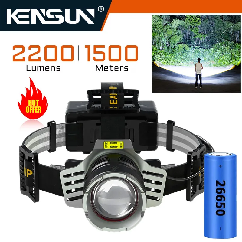 ヘッドledライト-超長距離ハイパワーヘッドライト-黄色と白のデュアルレーザー-ウィックフィッシング-フィッシュヘッド-プロジェクト作業