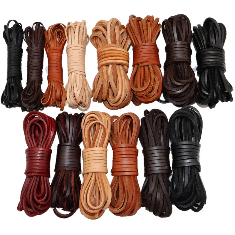 

5 Meters Retro Genuine Leather Cord 3mm Round/Flat Leather Rope Necklace Bracelets DIY Jewelry Making Accessories Beading Cords