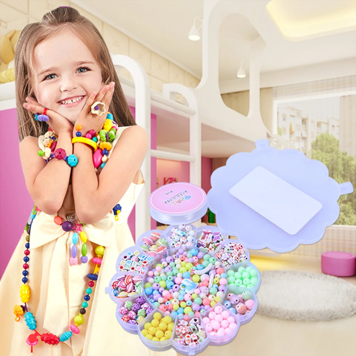 

Assorted Beads Set For Jewelry Making Craft Kids Diy Bracelet Necklace Art Crafts Beading Jewelry Sets Colorful Acrylic