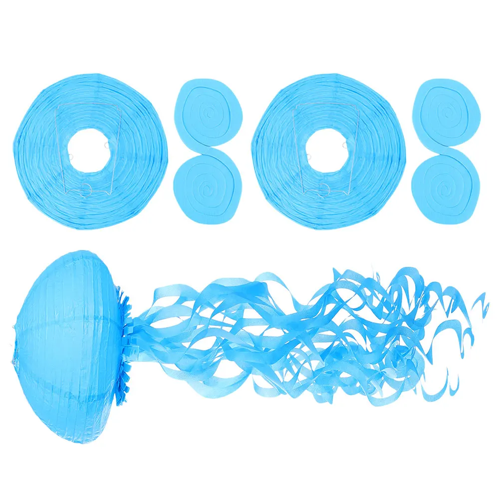 

3pcs Short Paper Lanterns Jellyfish Decorations Ocean Birthday Party Hanging Diy Colorful Festival Decor Party Favors Ocean