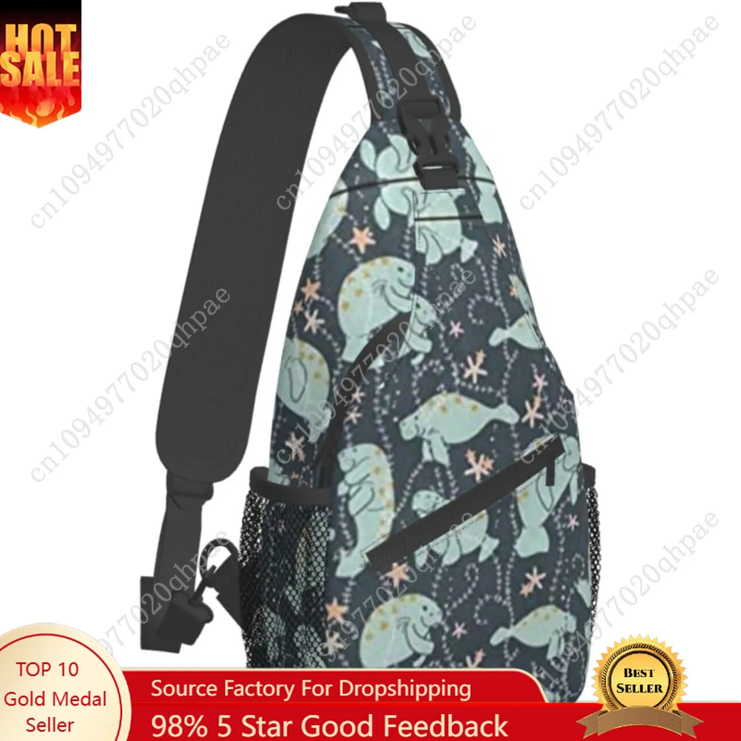 

WURTON Manatee Animals Print Crossbody Backpack Shoulder Bag Cross Chest Bag For Travel, Hiking Gym Tactical Use