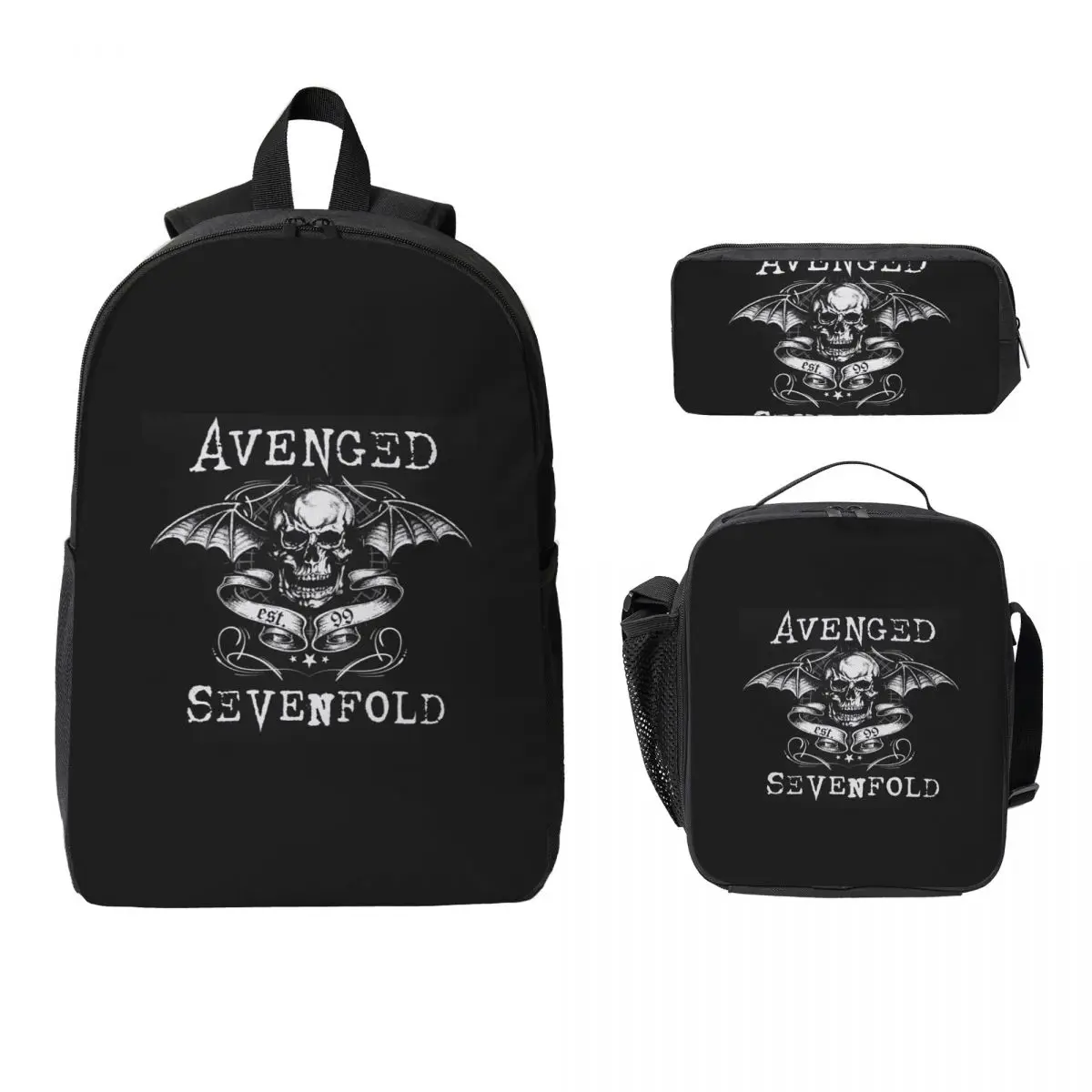 

Avenged Sevenfold Backpack Student Boys Girls BookBag School Bag Computer Shoulder Bags 3ps Insulated Lunch Bag Pencil Case