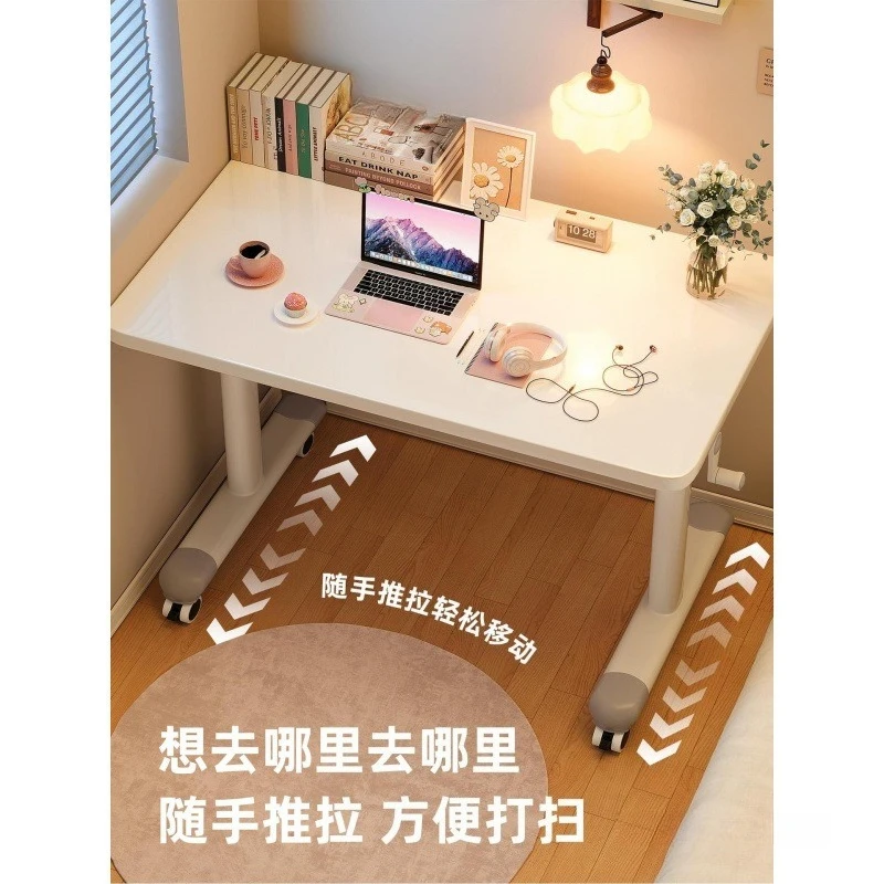 

Movable lifting computer desk pulley home study table bedroom