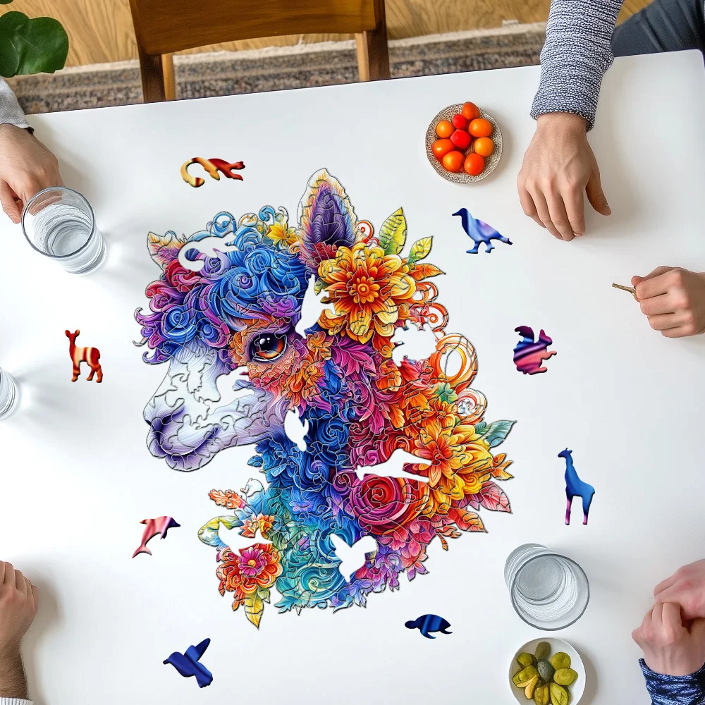 Adorable Alpaca Wooden Puzzle Toys | Family Interactive Brain Games & Creative Decorative Collectibles
