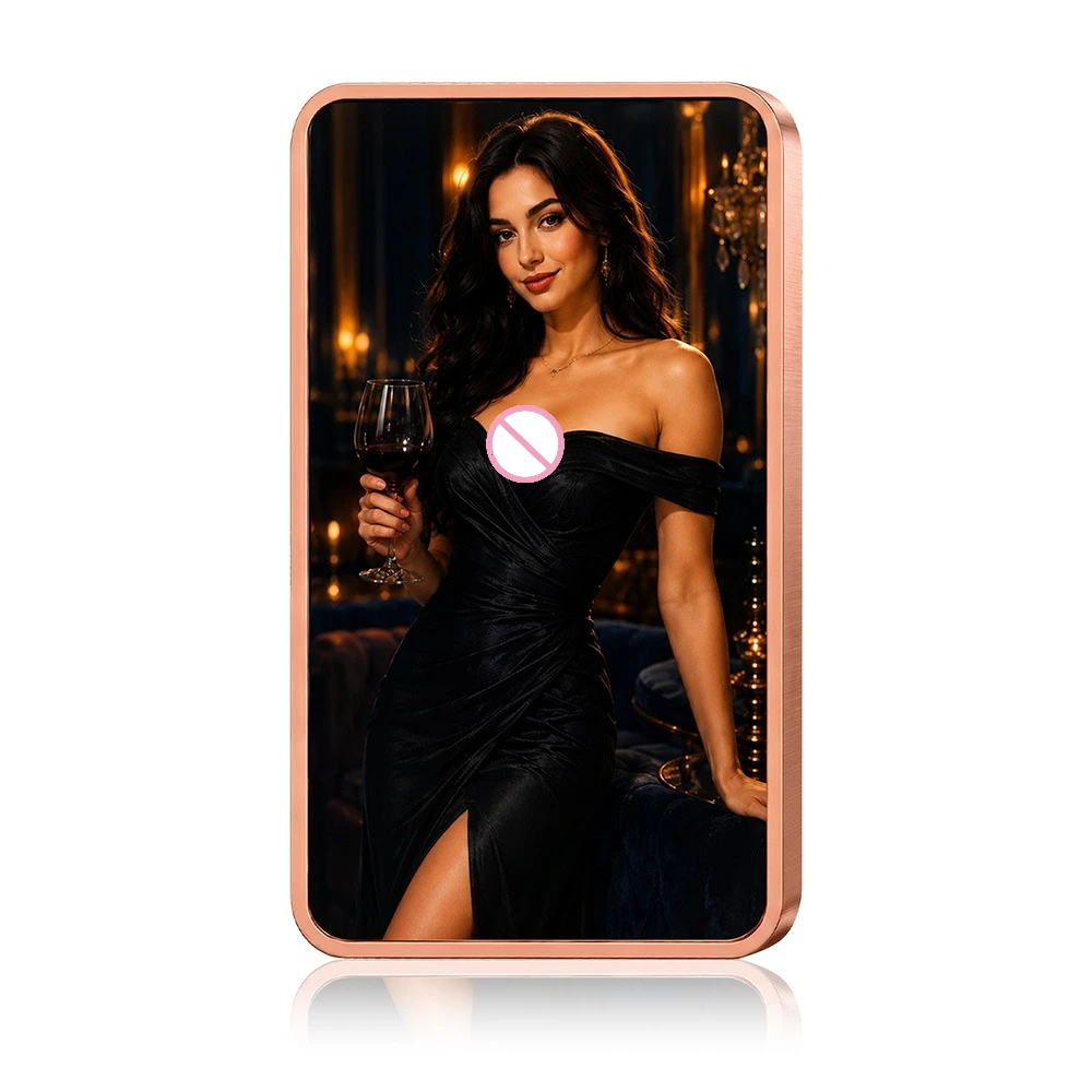 1 Oz .999 Fine Copper Bar Beautiful Lady Colorful Art Bullion Metal Collectible Souvenir Desktop Decor Gift for Coin Collectors