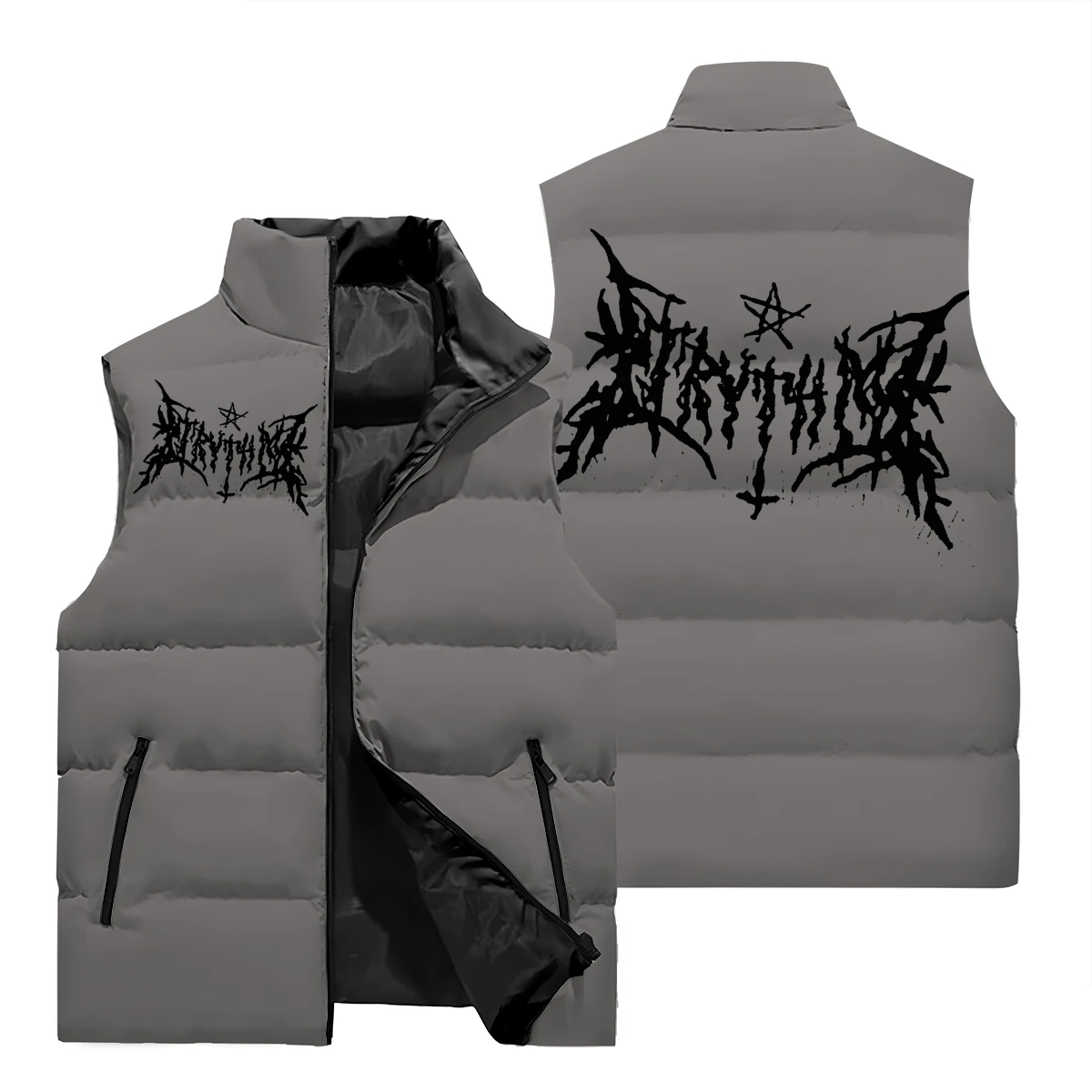 Jaket Rompi Musim Gugur dan Musim Dingin Jaket Musim Dingin Pria, Jaket Katun Ringan, Printer 3D Rune, Gaya Jalanan yang Modis