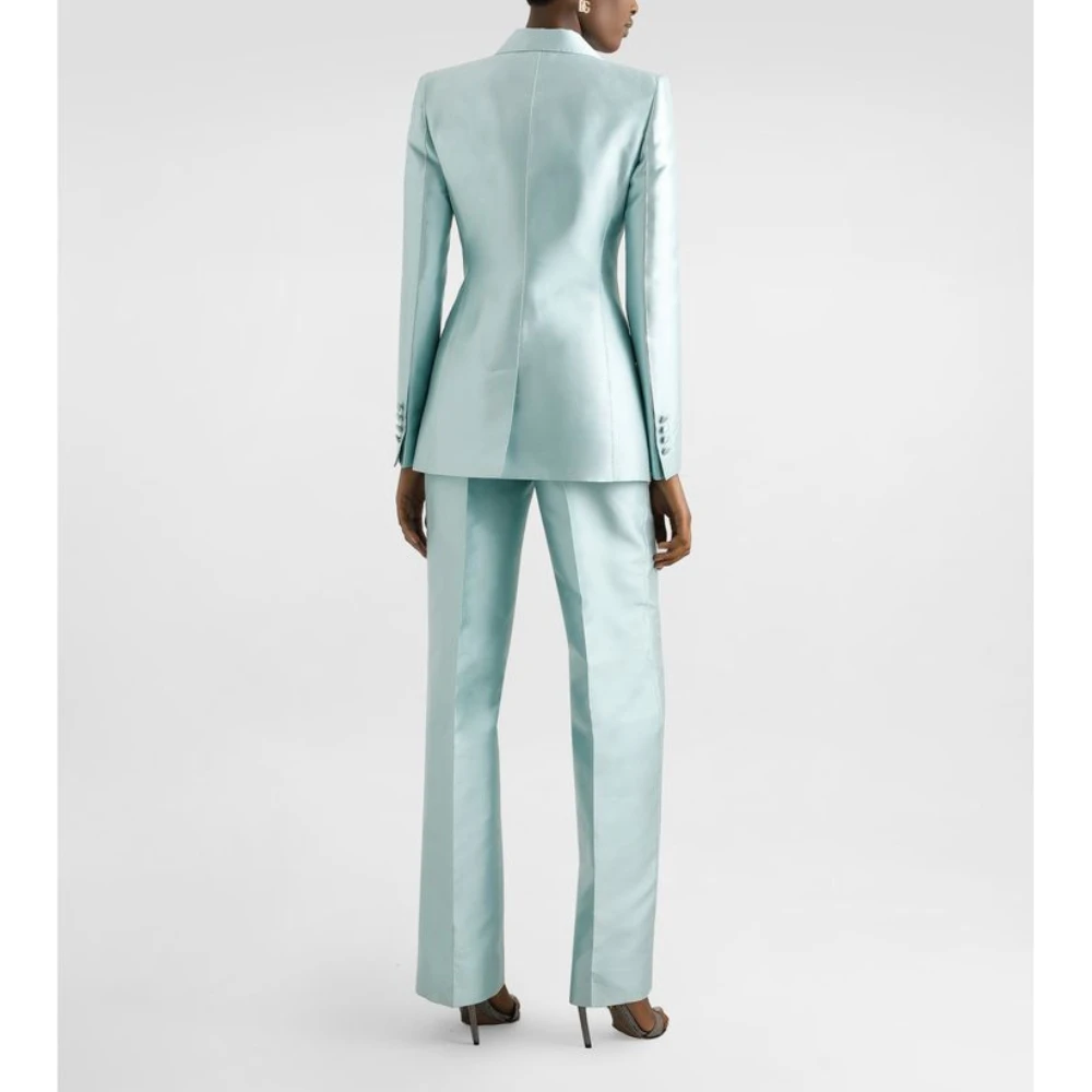 Elegant Shiny Double Breasted Women Pants Set New Female Two Pieces(Blazer+Trousers) Custom Made Set Formal Evening Party Dress