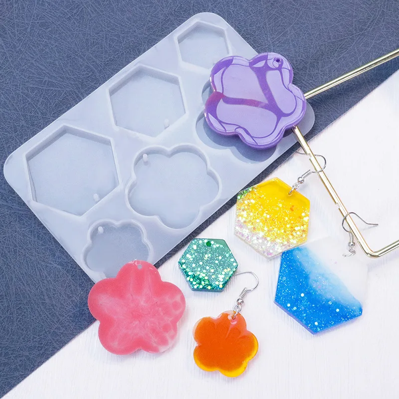 Christmas Diy Mold Drip Geometric Earrings Molds Round Love Pendant Oval Shaped Earrings Star Drop Earrings Mould