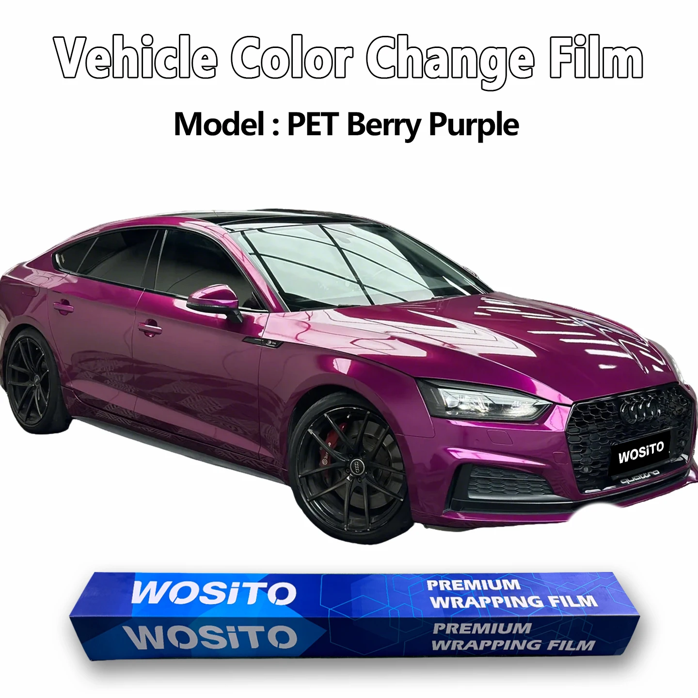 PET Berry Purple Car Wrap Film Audi OEM Inspired Deep Purple Gloss Metallic Auto Color Change Vinyl Wrap