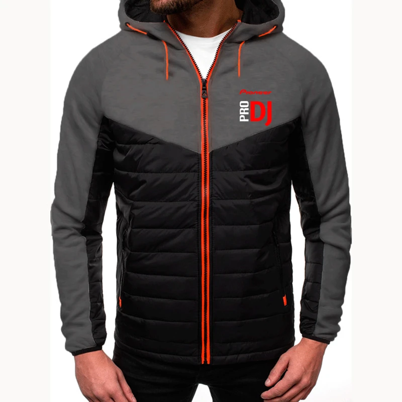 Pioneer Pro DJ-Chaqueta de plumas con cremallera para hombre, capucha con Logo personalizable, cálida, para Otoño e Invierno