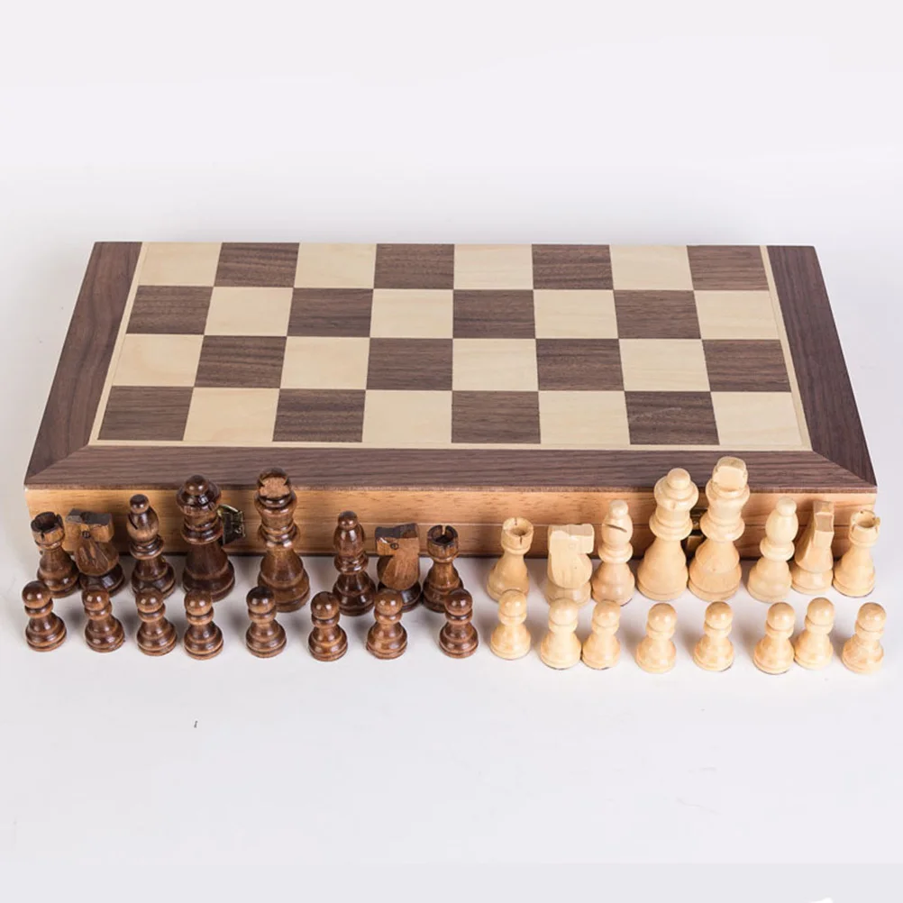 

Wooden International Chess Set 40Cm Foldable Board With 8Cm Tall Pieces Portable Travel Size Smooth Finish For Kids Adults