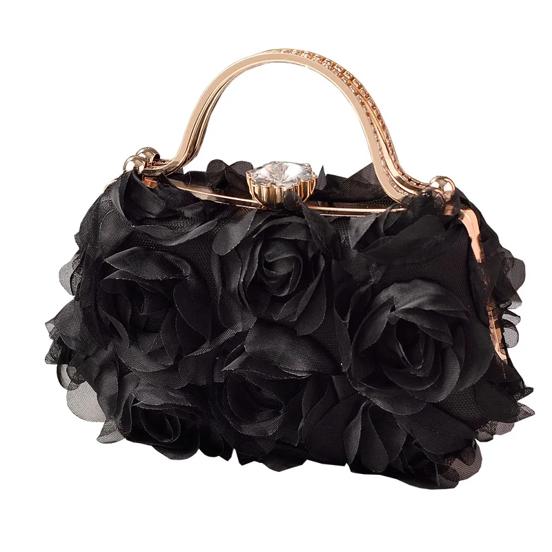 

Elegant Rose Evening Bag, Bridal White Wedding Dress Bag