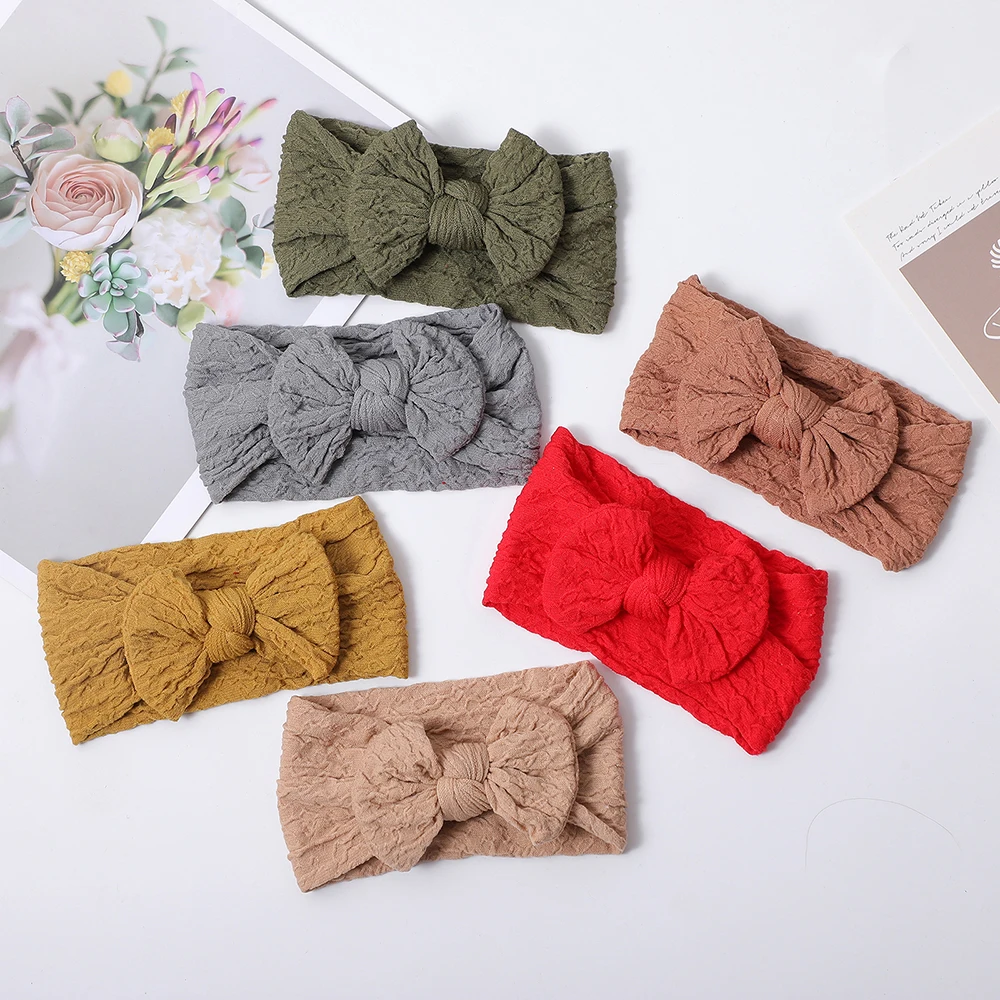 32pc/lot 2023 New Ribbed Bows Headbands Baby Knotbow Headband Newborn Nylon Turban Headband Kid Girl Hair Accessories Wholesale