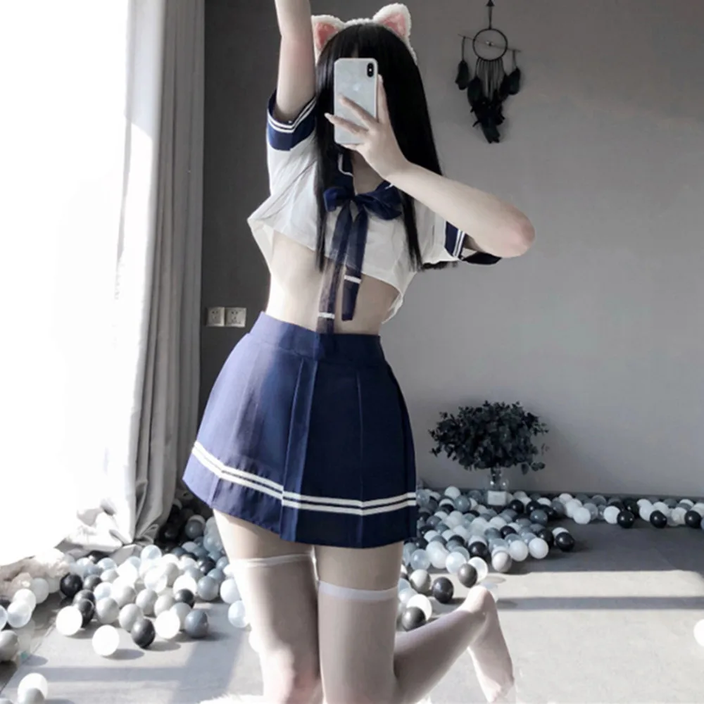 Женская мини-юбка, короткий топ, сексуальная одежда, женская сексуальная студенческая форма, косплей для эротического костюма, игры для взрослых, комплект секс-униформы