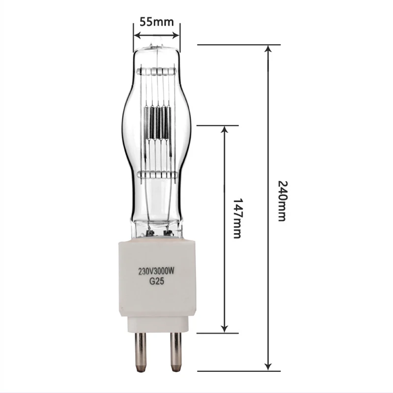 G25 Stage Halogen Lamp Bulb 230V 3000W Clear Spotlight Aero Ship Light Stage Light Warm White
