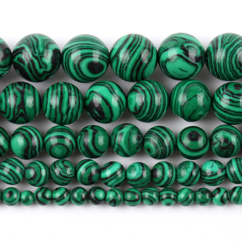 4mm-12mm Natural Green Malachite Stone Round Beads for Jewelry Making Diy Bracelets Necklace 15