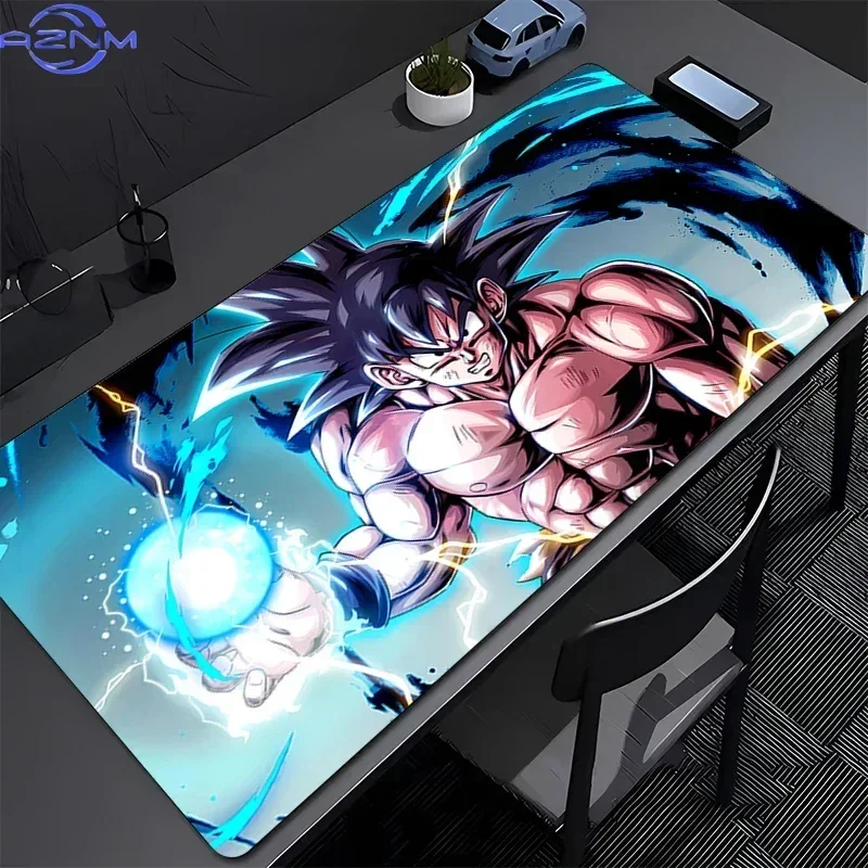 Anime Fighter Character Blue Lightning Energy Effect Print Mouse Pad, Rubber Non-Slip Base, Smooth Surface for Gaming and Office