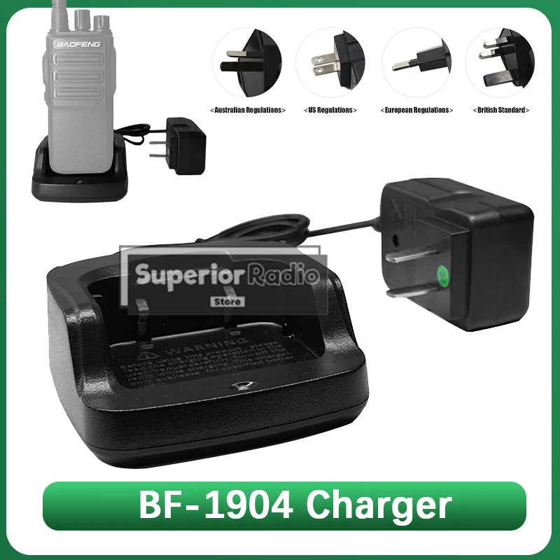 

Baofeng BF-1904 Настольное зарядное устройство для рации BF1904 База зарядного устройства Модель AD1904 Аксессуары для двусторонней любительской радиостанции ЕС/США/Великобритании/Австралии