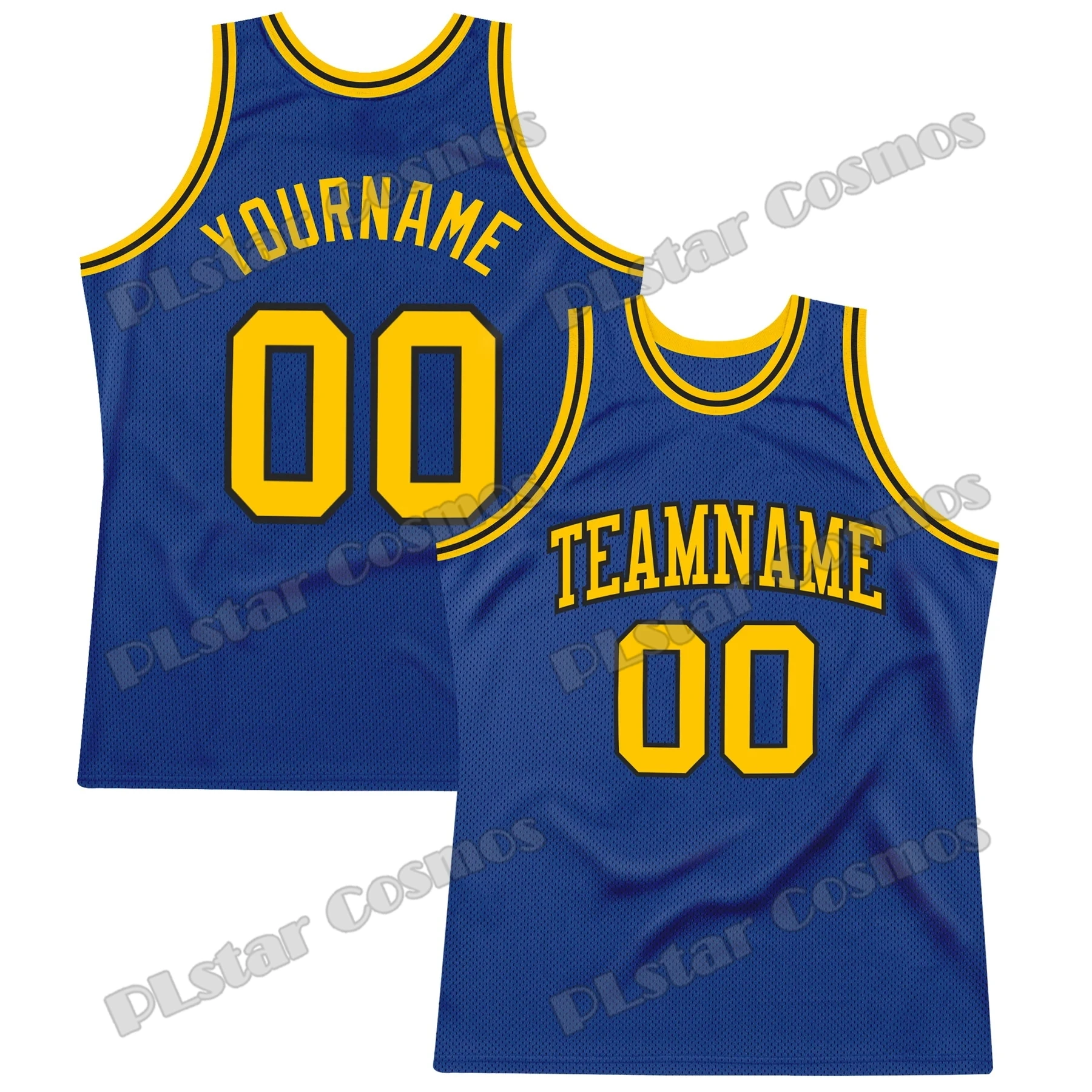 Custom Name & Number Royal Gold-Black 3D Printed Men's Throwback Basketball Jersey Youth Summer Sport Basketball Vest LBX11