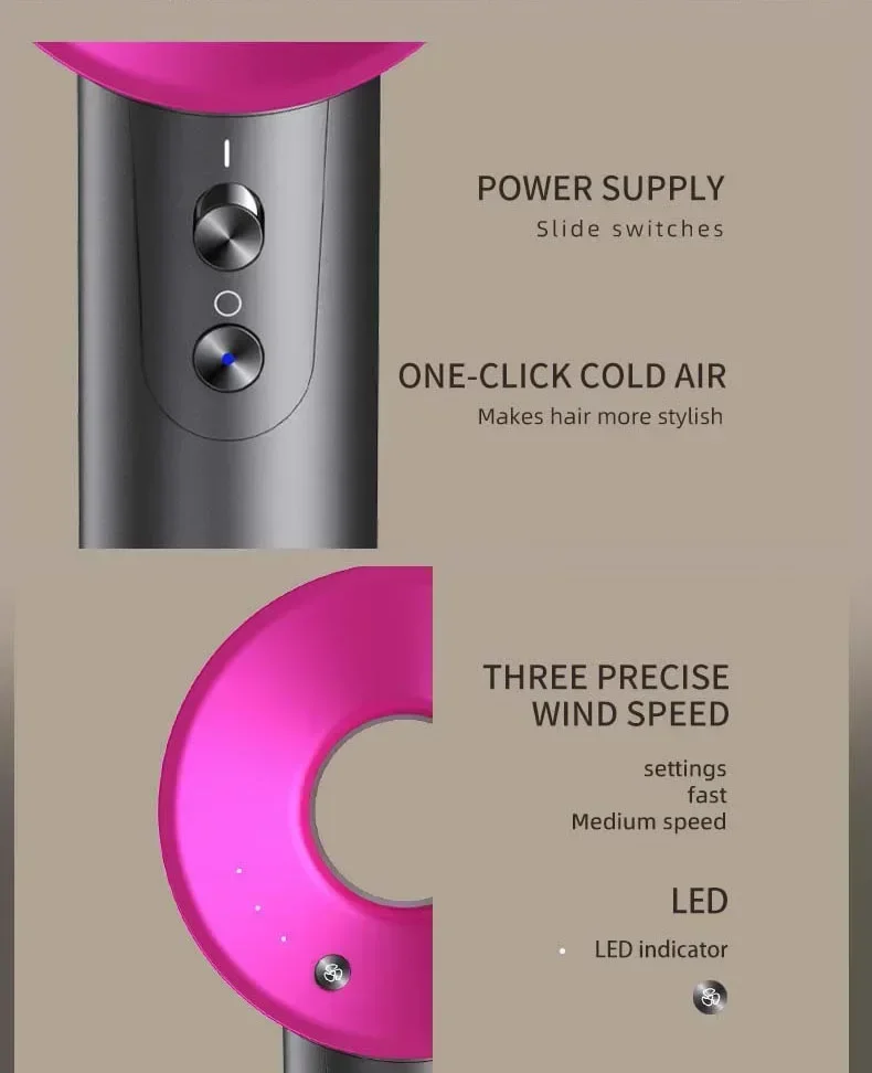 Professional Leafless Hair Dryer, High-Speed Negative Ion 110,000 Rpm, Professional Hair Care, 62M/S Wind, 1600W, Quick Drying image 2