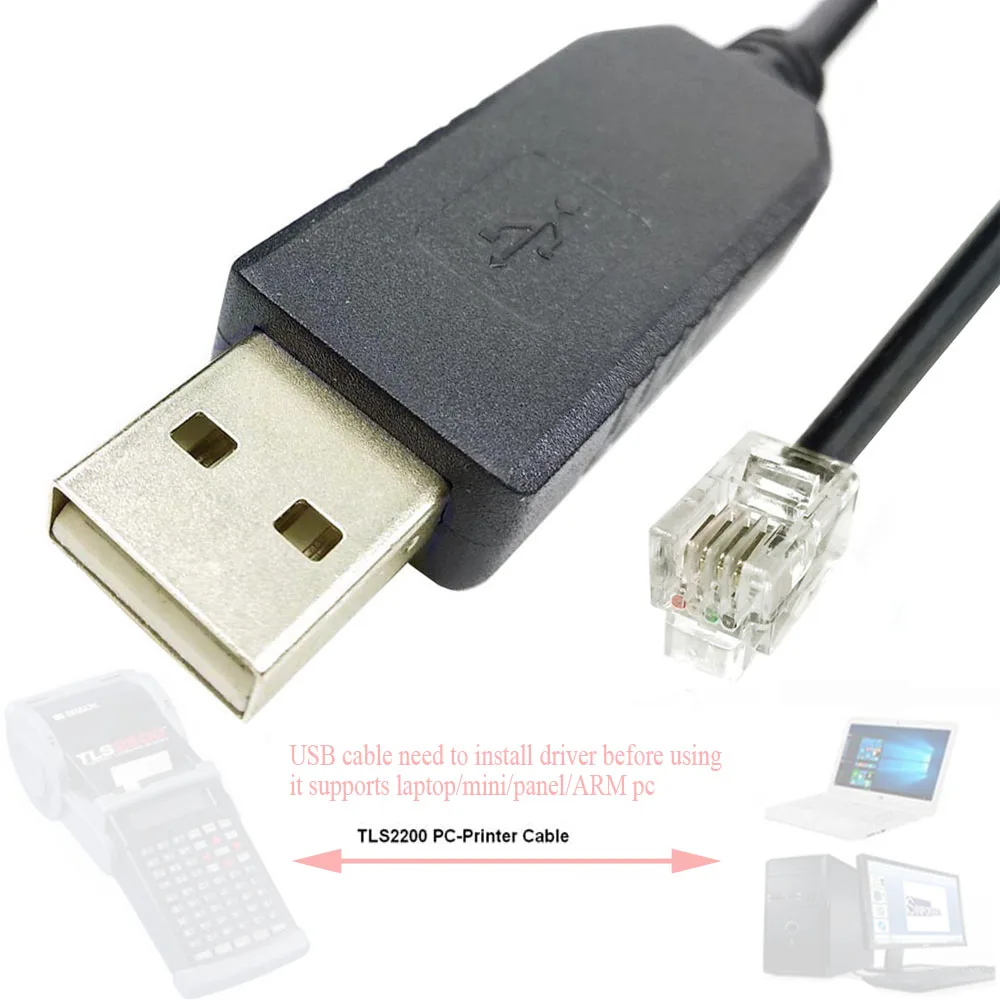 USB/RS232 to RJ22 Interface Converter สําหรับ Brady TLS2200 TLS2200 PC เครื่องพิมพ์ข้อมูลสื่อสารเฟิร์มแวร์สายอัพเกรด