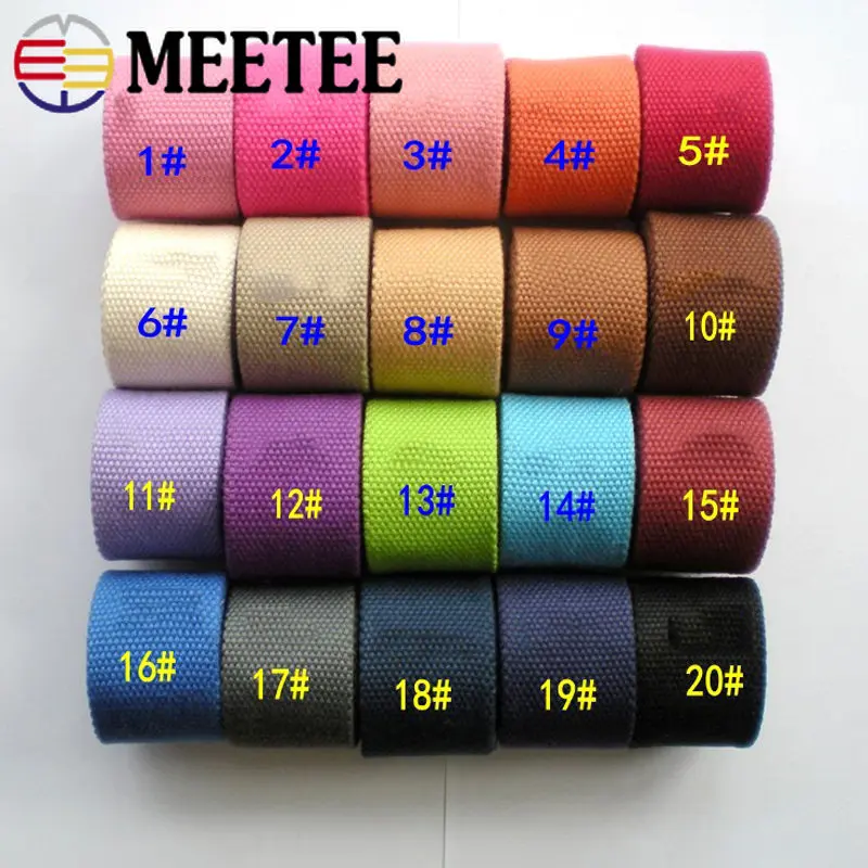 2Meters  20-38mm 2mm Thick Polyester Cotton Webbings for Backpack Strap Belt Canvas Ribbon Bias Binding Tape DIY Sewing Craft