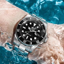 Addiesdive leuchtende Herren Quarzuhr Edelstahl Keramik LĂŒnette analoge Uhren 200m wasserdichte Kalender Tauchen Armbanduhren