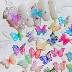 30PCS Mixed Color 3D Reisin Butterfly Nail Art Charms Supplies Flower Accessories For Nails Decoration Design Supplies Material