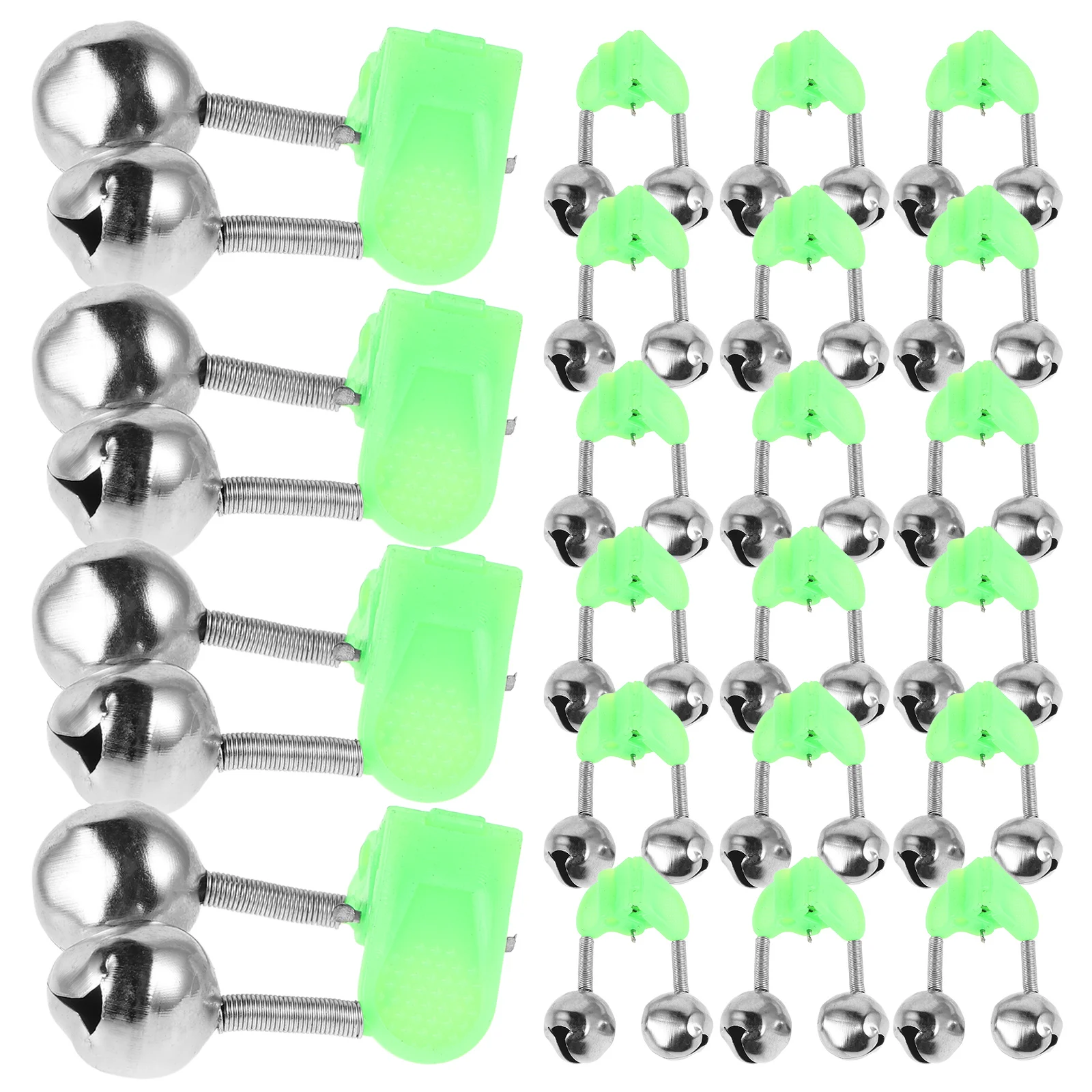 

50pcs Bells Clips Plastic Bow Shaped Alarm Green Loud Night Fishing Rod Accessories Spiral Clamps Easy Installation Lightweight