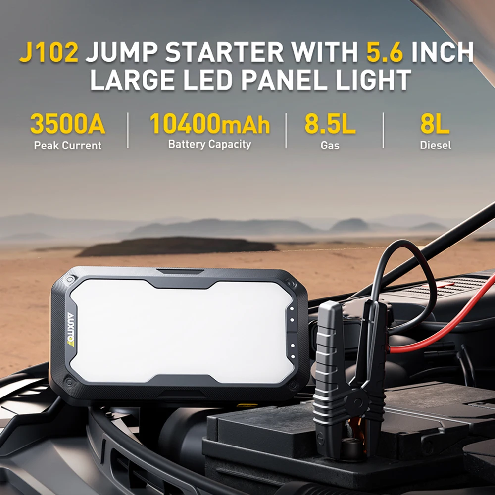 AUXITO 12V fuente de alimentación de arranque de emergencia multifuncional carga de arranque de coche portátil con lámpara LED 2000LM 3500A arrancador de batería