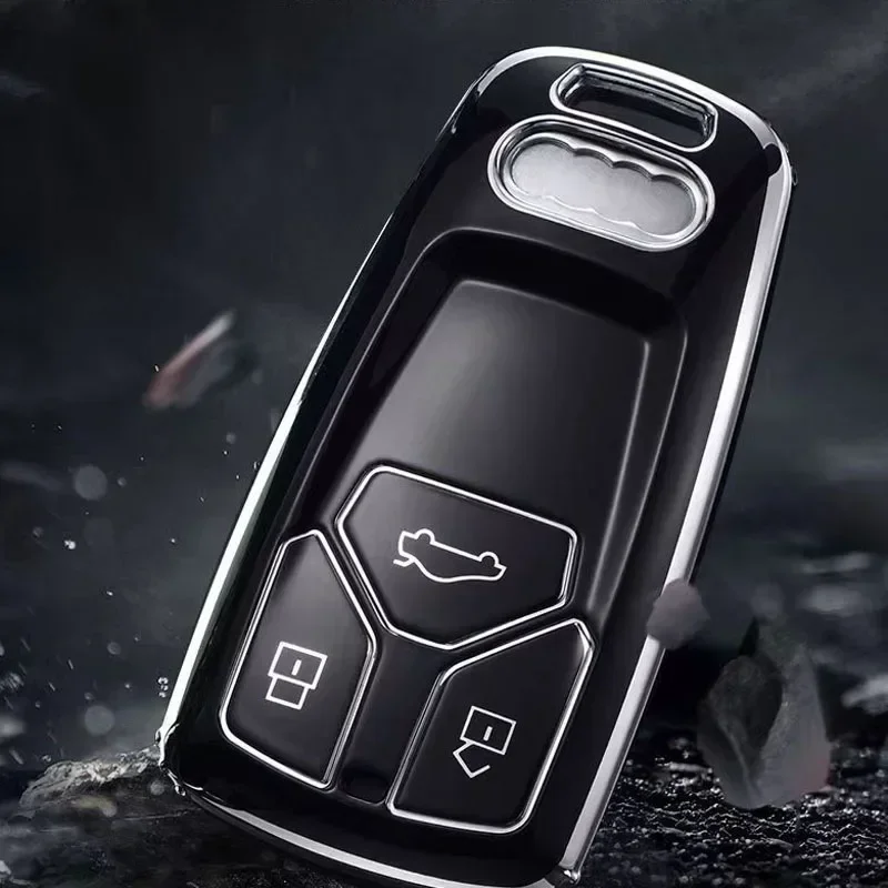 Soft TPU Car Remote Key Case Cover for Audi A4 A4L A5 Q5 Q7 TT TTS 8S B9 2016 2017 2018 Car Key Protection Shell Accessories