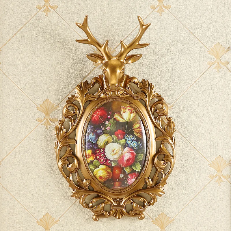 Living room pendant, elk jewelry decoration, porch hanging wall items, European lucky deer head wall decoration, retro pendant