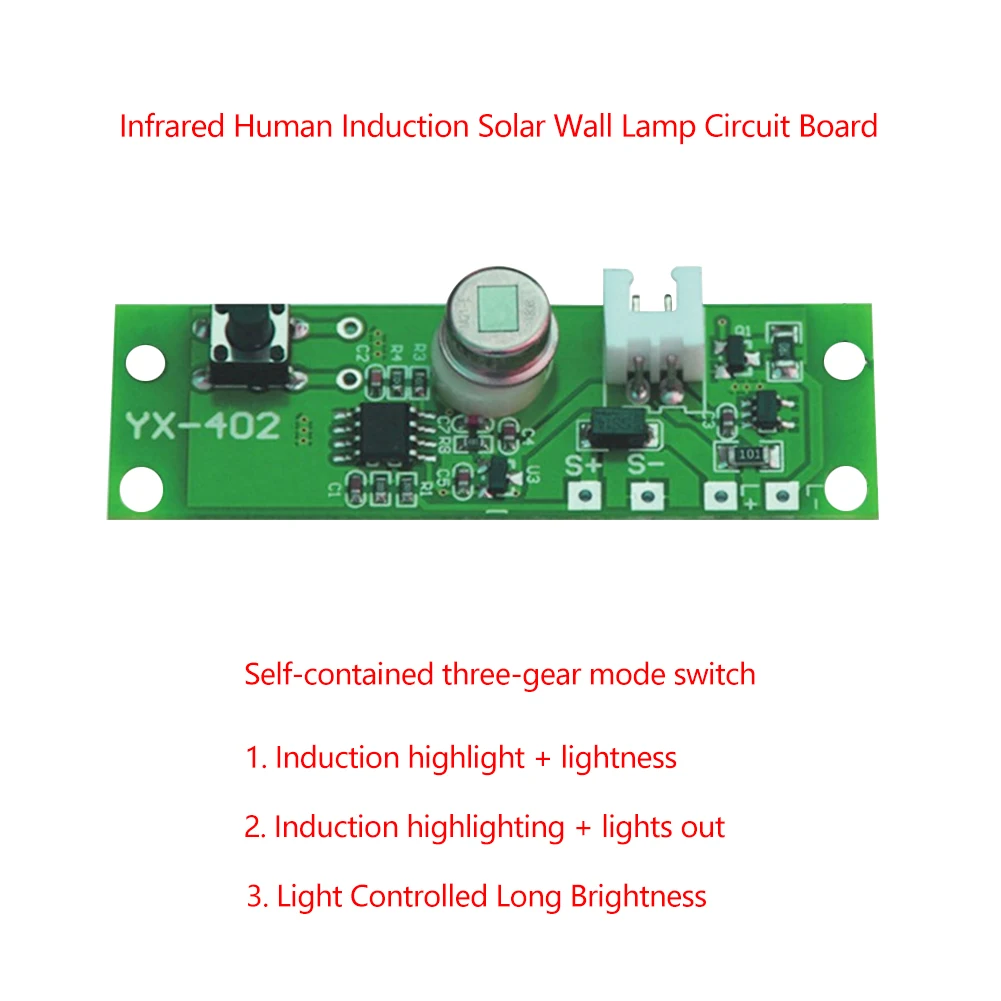 Módulo de sensor de control de placa de circuito de lámpara solar de 3,7 V Módulo de sensor infrarrojo Control de placa de circuito infrarrojo