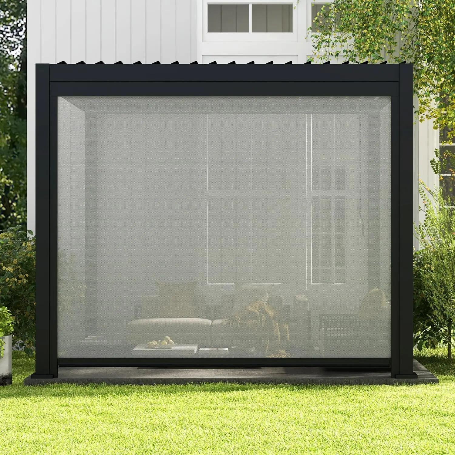 

10Ft Adjustable Pull Down Privacy Screen for Pergola Gazebo Outdoor Patio Sun Shade Wind Block UV Resistant, Custom