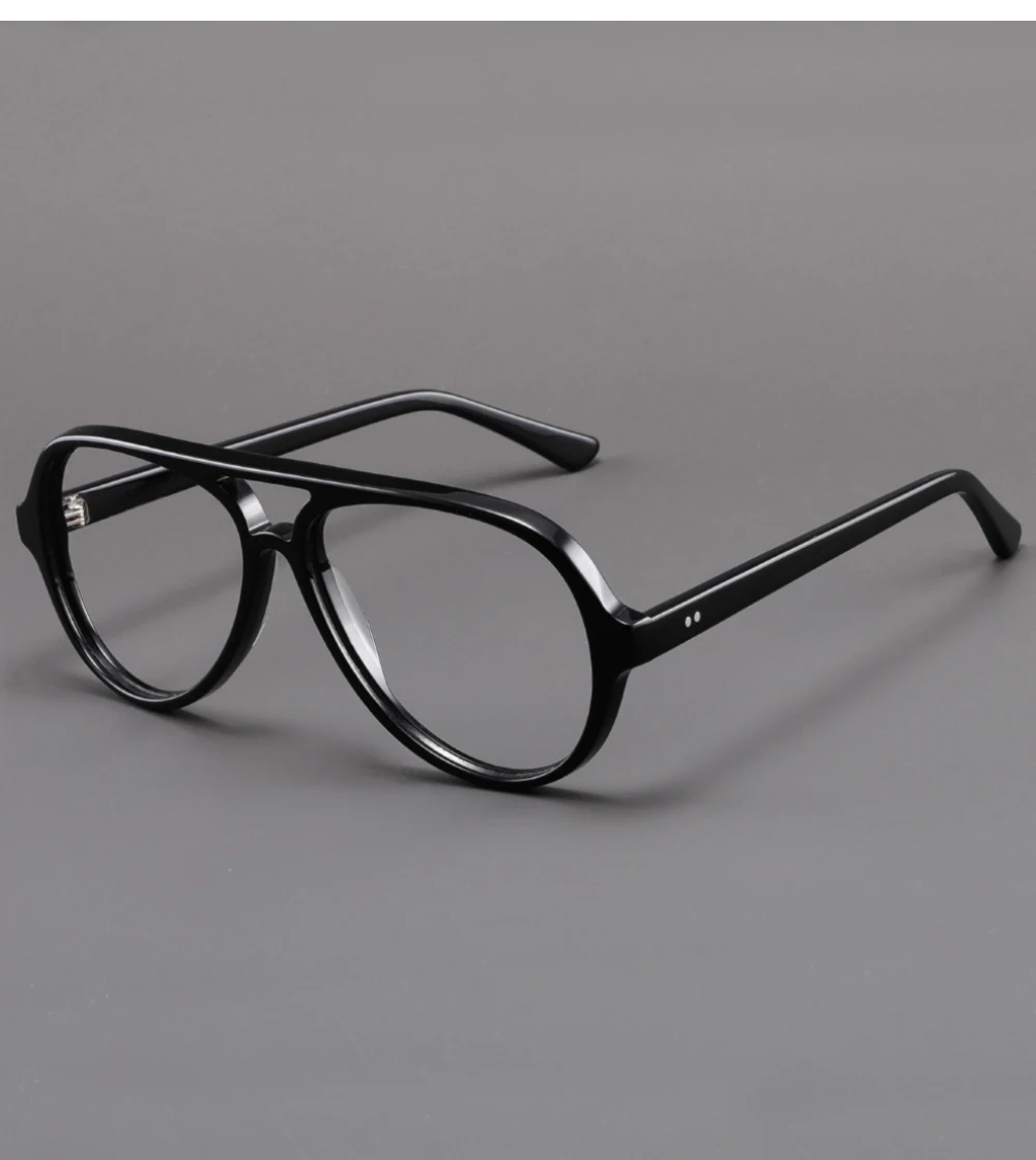 Pilotenbrille aus Acetat mit großem Rahmen für Herren, individuelle Korrektionsbrille, Persönlichkeits-Lesebrille, modische Brille – Detail 11