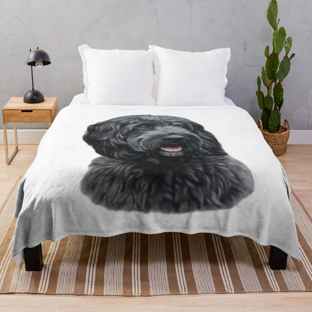 Silly Tubby Poodle Mix Dog Sticking Tongue Out Throw Blanket