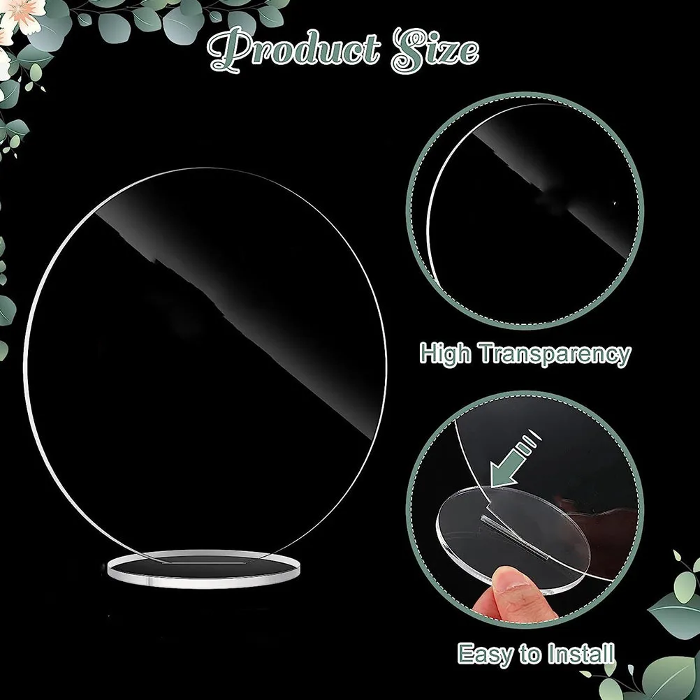 

5pcs Acrylic Table Sign Round Transparent Place Cards For Wedding Seating Name Number Display Reusable Blank Chalkboard Table