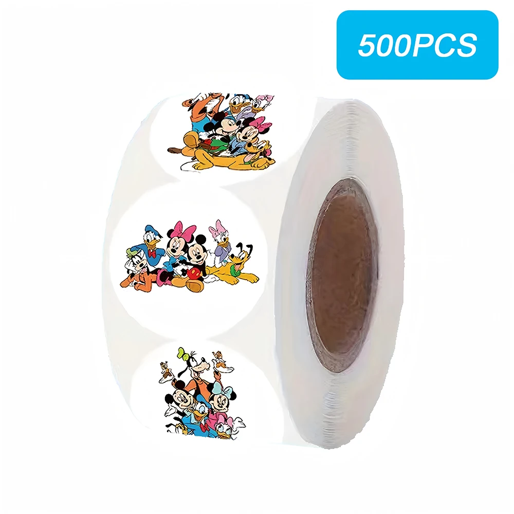 

500pcs/roll Funny Disney Mickey Mouse Sealing Stickers Cute Cartoon Decals Decoration Phone Water Bottle Guitar Sticker Kids Toy