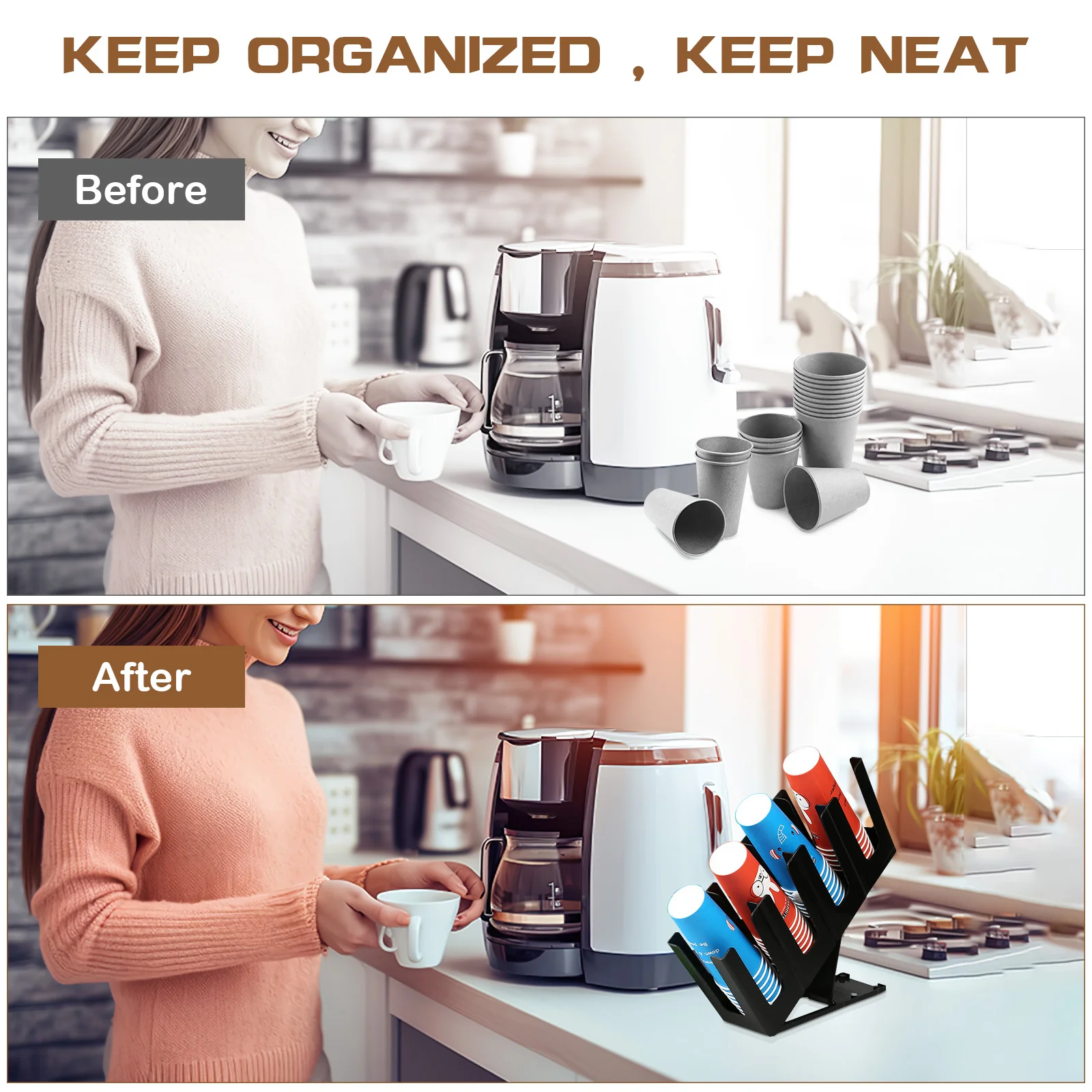 Slanted Four Grid Cup Holder Toothbrush Dish Rack Espresso Machine Plastic for Paper Display Stand Coffee Shop Storage Syrup