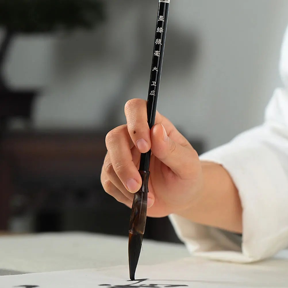 

3 Pcs Wooden Handle Calligraphy Brush Pens Hair Tips for Couplets Painting Writing Art Supplies Beginners