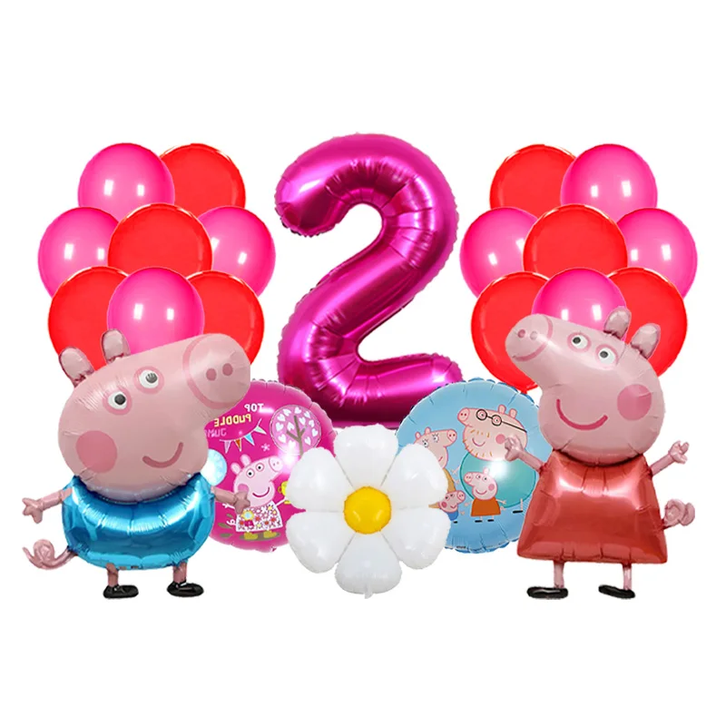 Peppa Pig George Dinosaur Age Balloon Glitter Blue Foil Mylar for Boy Toddler Birthday Party Cake Table Decor