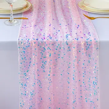 Glitter Iridescent Sequin Table Runner,Soft Wedding Dining Table Decoration For Bridal…