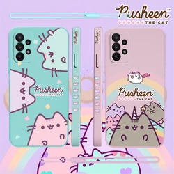 Cute Cartoon Cat P-Pusheens Phone Case For Huawei P50 P40 P30 P20 Nova 9 9SE 8 8i Mate 40 30 20 Pro Lite P Smart 2021 Y7A Cover