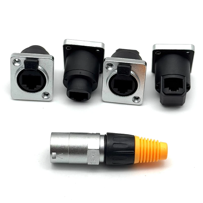 RJ45 Waterproof connector plug,D type panel mount socket  ip65 Ethernet connectors