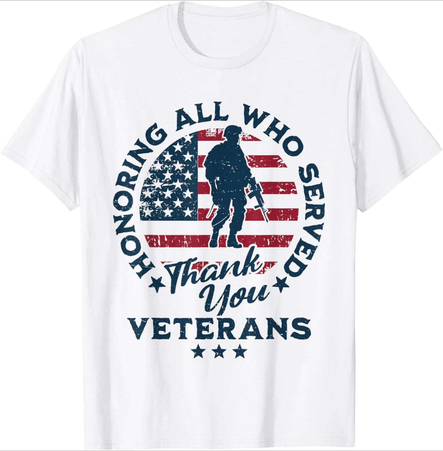 Honoring All Who Served Thank You Veterans Day | US Veterans pattern design-100% cotton O-neck casual printed men's T-shirt.