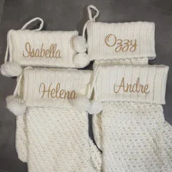 Personalized Name Christmas Stockings Monogrammed Christmas Decoration Socks Custom Embroidery Name Stocking Knit Christmas Gift
