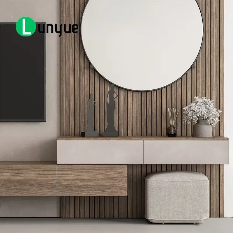 Modern Luxury Wooden TV Cabinet Wall Mounted Bedroom Furniture Unit with Dresser High End Design Storage Solution for Living