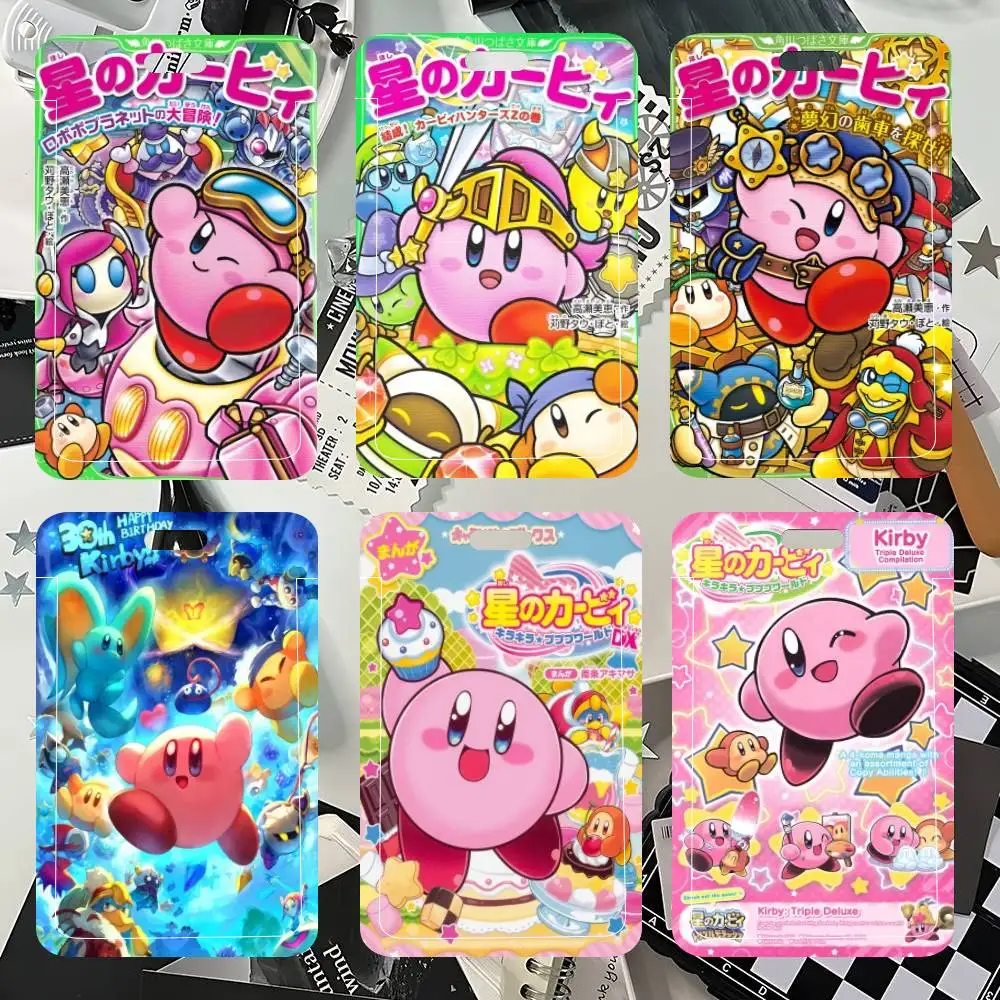 Cartoon Cute K-Kirby-y ID Card Holder Neck Strap Pendant Door Badge Holder Lanyards Keychain Work Credential Case Gift