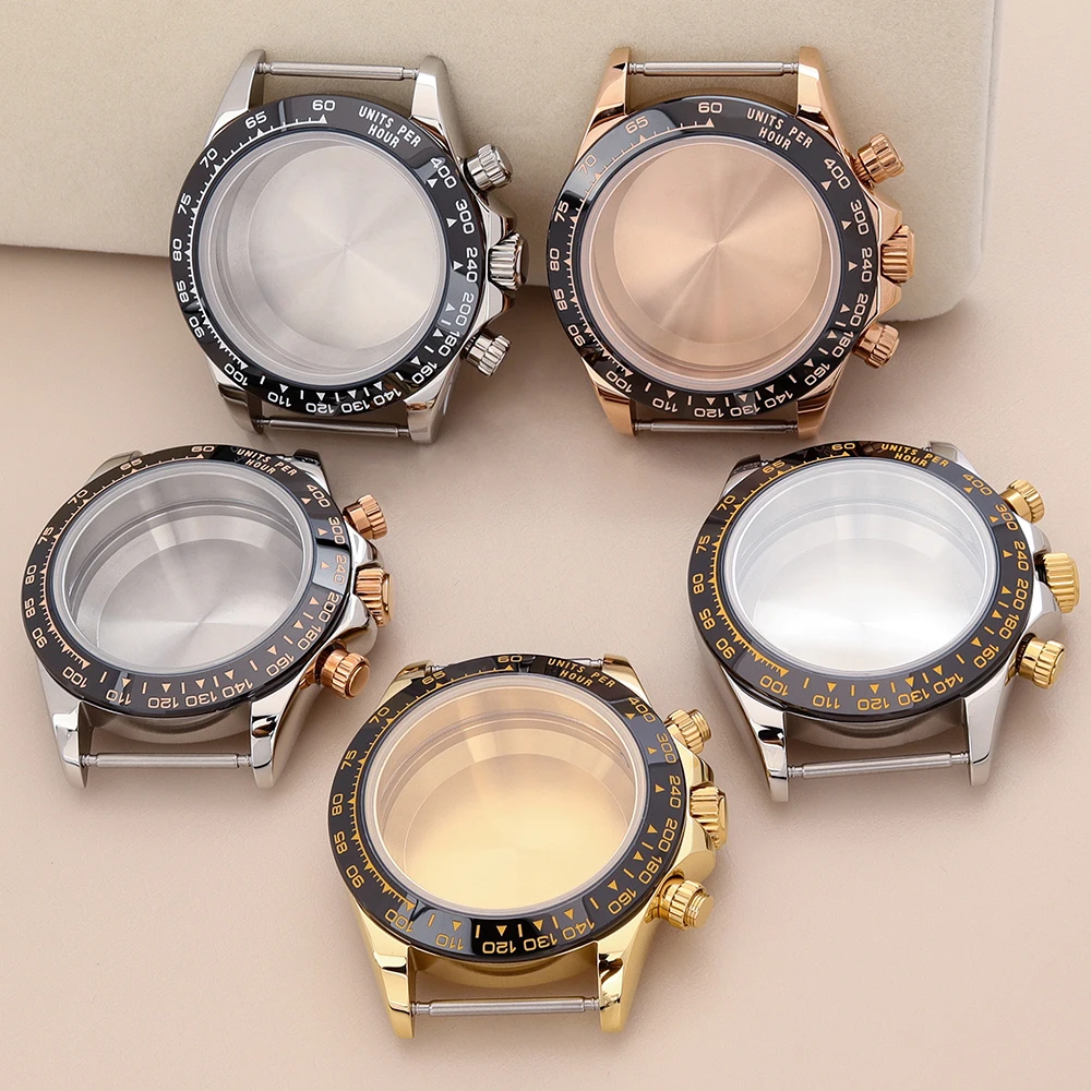 

VK63 39mm Men's Watch Case Ceramics Bezel Sapphire Glass Waterproof For Seiko VK63 Movement 316L Stainless Steel Accessory Parts