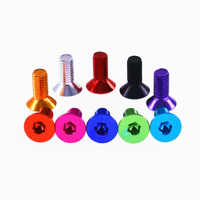 10pcs/lot DIN7991 Aluminum Allen Screws M3 M4 M5 M6x6/8/10/12/14/16 Flat Hex Socket Countersunk head Screws Bolts Anodized Color